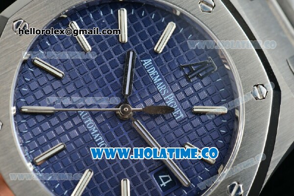 Audemars Piguet Royal Oak Swiss ETA 2824 Automatic Full Steel with Blue Dial and Stick Markers - 1:1 Origianl (ZF) - Click Image to Close